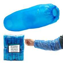 Disposable Arm Sleeve Covers - 18" Waterproof Polyethylene Protective Oversleeves With Elastic Cuff - 1 Mil Thick - Blue - View 5