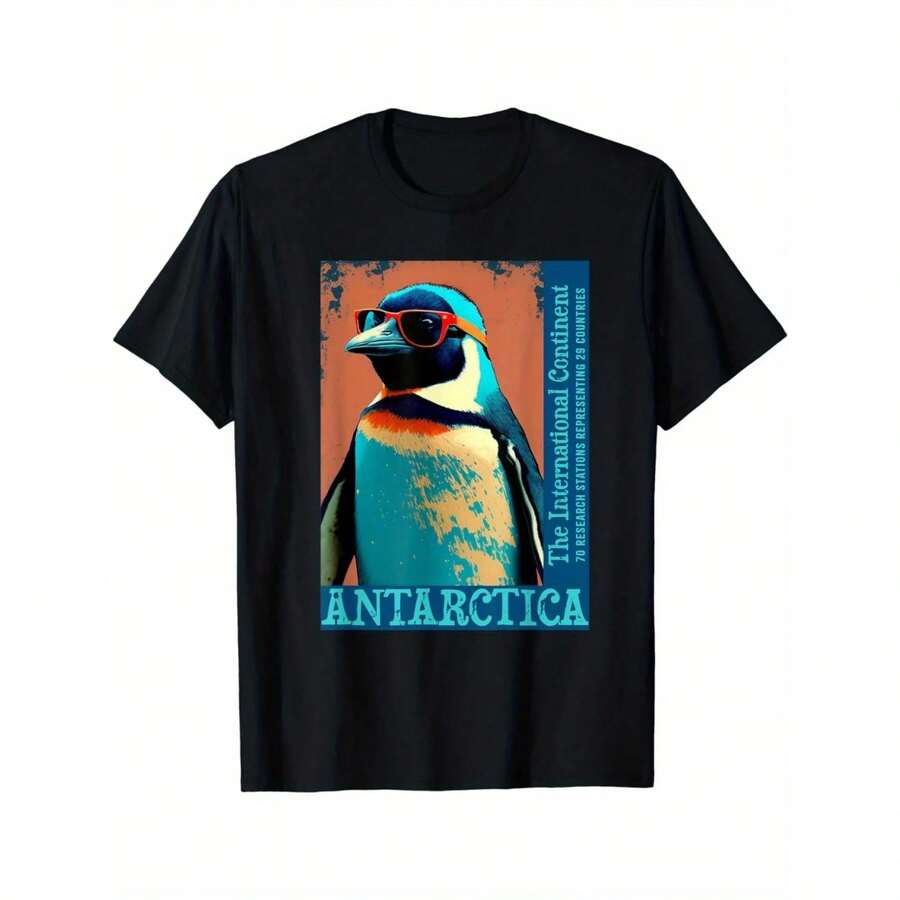 Cute Antarctic Penguin Research Souvenir T-Shirt For Men - màu đen - Xem 1