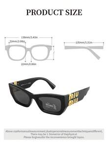 Miu Miu Black Oval Frame Gold Logo UV Protection Fashionable Women's Sunglasses, Summer Beach Style - Black - View 7