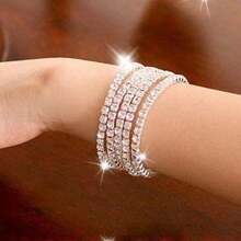 1 pièce Bijou populaire, Bracelets sertis de diamants, Bracelets à bouche ouverte à la mode pour dames, Cadeaux de style simple pour mariées, Accessoires de boule industrielle, Soirées dansantes, Été - Argent - Voir 1