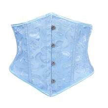 女士复古提花束腰带，塑身紧身胸衣 - 天藍 - 查看 4