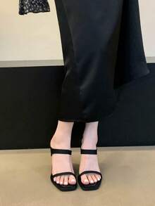Summer Black Thin Heel Sandals, Suitable For Dresses And High Heels - Black - View 4