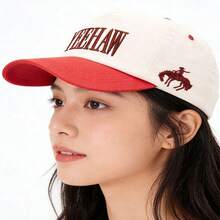 1pc Women's Embroidered "YEEHAW" Color-Blocked Baseball Cap, Adjustable Outdoor Sun Protection Casual Hat For Spring, Autumn, Travel, Beach Vacation, Suitable For Men And Young Adults - 棒球帽 - 查看 2