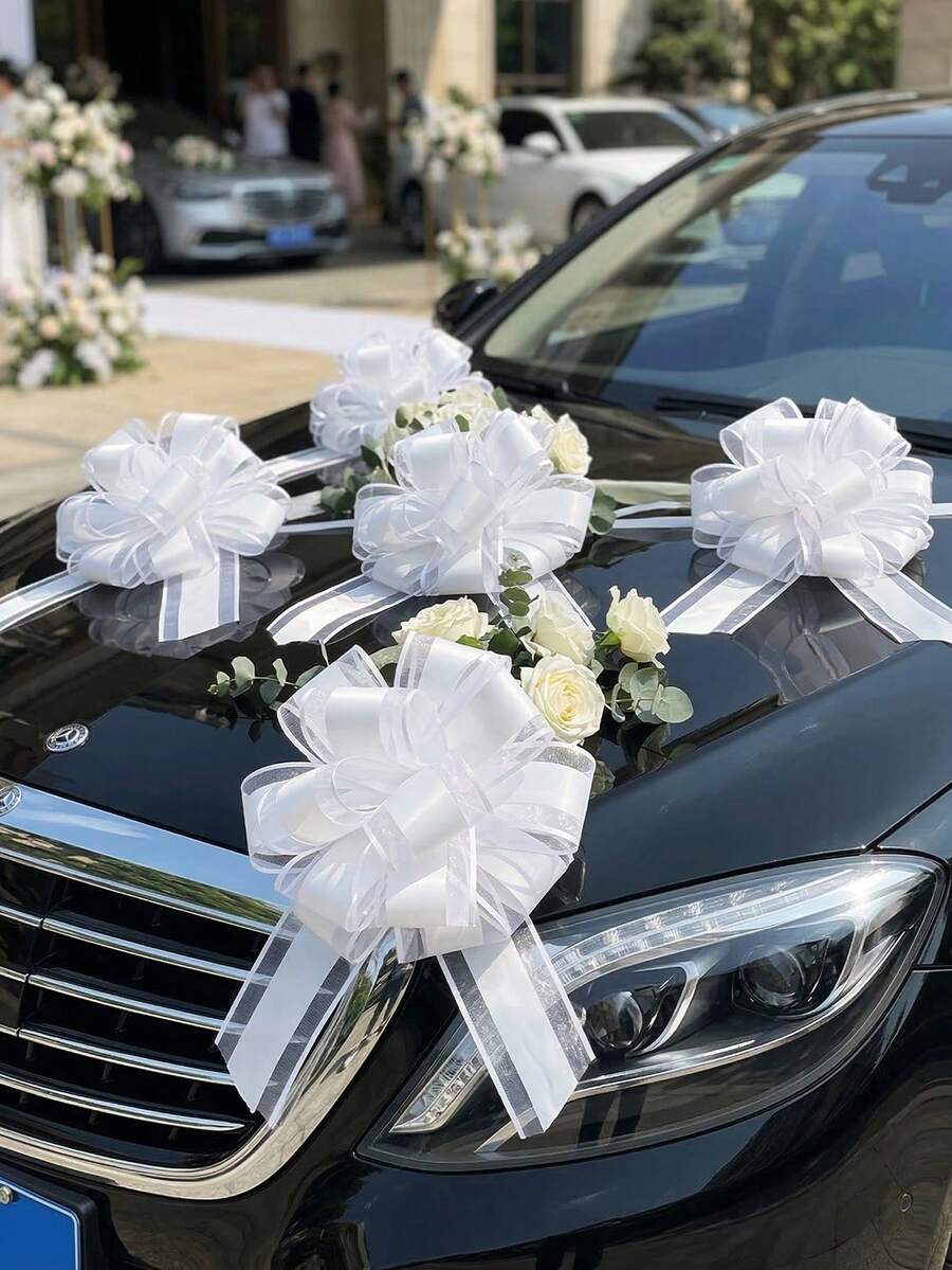 20/16/12/8/2件組婚禮蝴蝶結球花裝飾，白色蝴蝶結流蘇裝飾，婚車裝飾，婚禮椅背裝飾，適用於婚車門把手裝飾、生日派對、節日活動、週年紀念、禮物包裝裝飾、婚禮派對裝飾