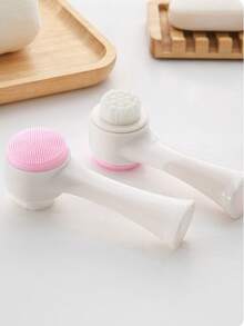 Dual-Sided Silicone Facial Cleansing Brush, Manual Face Scrubber With Soft Bristle For Deep Cleansing & Gentle Exfoliation - Multicolor - View 8