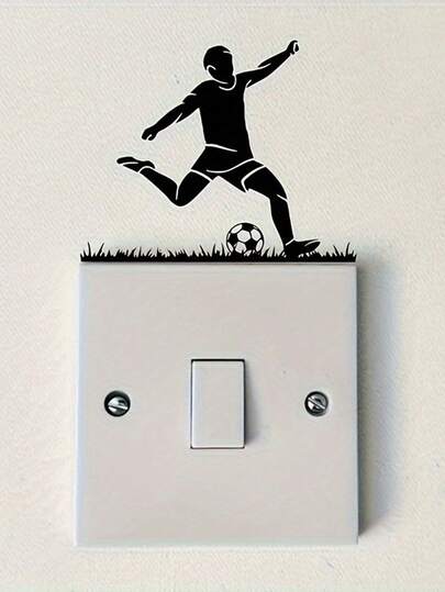 1 pieza Adhesivo de vinilo de jugador de fútbol - Adecuado para interruptores de luz, portátiles, camiones y paredes, decoración de habitación con tema deportivo, adhesivo de acción de patada de la Copa del Mundo