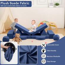 Sofá infantil modular de espuma convertible, 12 unidades, ideal para sala de juegos, sofá para niños pequeños y niñas - Azul Marino - Ver 5