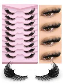 Half-Eye Natural Full Effect False Eyelashes, Thick, Curly And Fluffy, Suitable For Party, Manga Style Makeup, Travel Essential, Extended Outer Corner False Eyelashes - Black - View 1