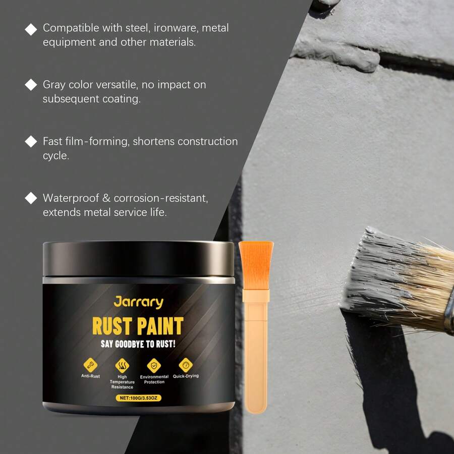 Pintura gris antioxidante, quitaóxido y abrillantador de metal, acero y hierro, limpiador y cuidado multiusos