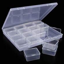 QIAO 30 Cajas de almacenamiento de plástico transparente con compartimentos desmontables, organizador portátil transparente para joyas DIY, suministros de arte de uñas, accesorios de manualidades - Multicolor - Ver 7