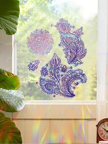 1 pieza Pegatina de ventana de PVC con estática de doble cara sin pegamento, decoración de ventana con patrón de mandala colorido, decoración del hogar para sala de estar, dormitorio, cocina, baño, pegatina de flor de ventana removible - 1PC - Ver 8