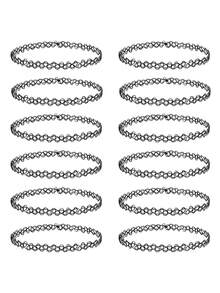 1-15pcs Gothic Fishline Tattoo Punk Choker Necklace Set, Collarbone Chain Necklace Set - Multicolor - View 1