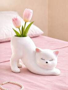 1pc Cat-Shaped Vase, Suitable For Placing On Living Room Tabletop As Home Decor - Multicolor - View 2