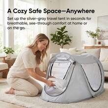 Baby Beach Tent,Large Pop Up Beach Tent Sun Shade For Beach,Portable Baby Travel Tent With Mosquito Net,Indoor Baby Play Tent, Back To School - Silver-gray - View 8