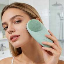 New Silicone Facial Cleansing Brush Electric Pore Cleaner Ultrasonic Face Massager For Deep Cleansing And Skin Rejuvenation With Soft Bristles And Waterproof Design Perfect For All Skin Types - màu xanh lá - Xem 4