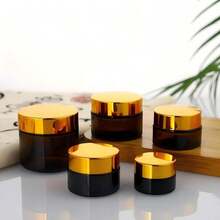 Brown Glass Cosmetic Jar, Airtight Cream Jar, Tea Color Paste Jar, Face Cream Jar - Brown - View 6
