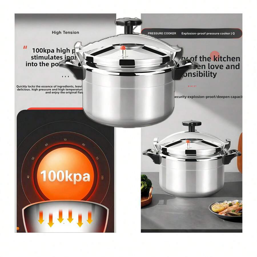 1 Nồi áp suất nhôm, Nồi áp suất chống dính dung tích lớn, có hai miệng nồi, Nồi hầm, Nồi hầm gia dụng, Nồi áp suất, Nồi áp suất thương mại dung tích lớn chuyên dụng cho bếp gas/bếp từ, Nồi áp suất đa năng chống nổ dùng trong gia đình.