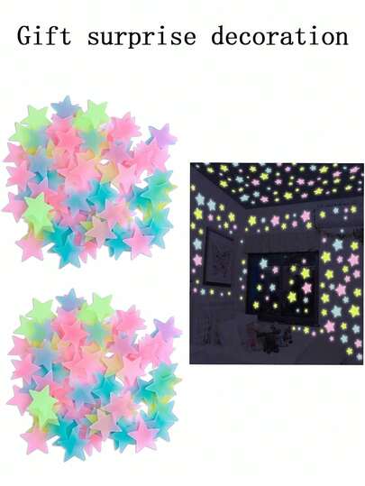 100 Adesivos de Estrelas que Brilham no Escuro - Adesivos Fluorescentes Pentagonais de Estrelas, Adesivos Luminosos de Parede, Adesivos Decorativos Românticos de Céu Estrelado | Brilham no Escuro, Autoadesivo, Opções Multicores - Grande Quantidade de Adesivos Fluorescentes, Adequados para Parede, Teto, Decoração de Céu Noturno, Quarto, Sala de Estar, Banheiro, Portas e Janelas de Vidro, Geladeira, Eletrodomésticos, Embalagens de Presente, Sala de Aula da Educação Infantil, Exposição de Astronomia, Decoração de Natal, Decoração de Festas, Cenas de Confissão, Eventos Temáticos de Férias com Tema Estrelado