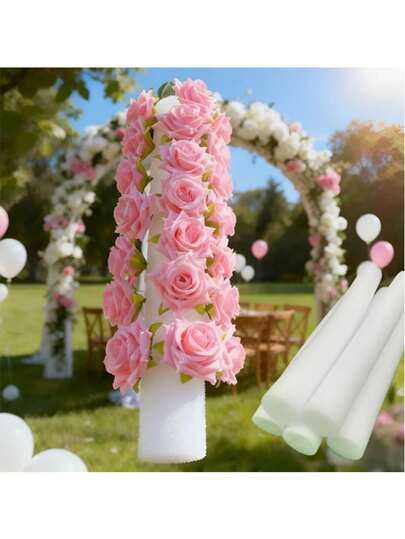 1-4pcs Premium White Floral Foam Bricks, 15.75" X 1.96" - DIY Wedding Flower Arranging Bases, Solid Cylindrical Foam, Suitable For Events And Party Decorations, Mother's Day, Gifts For Mom, Birthday, Graduation