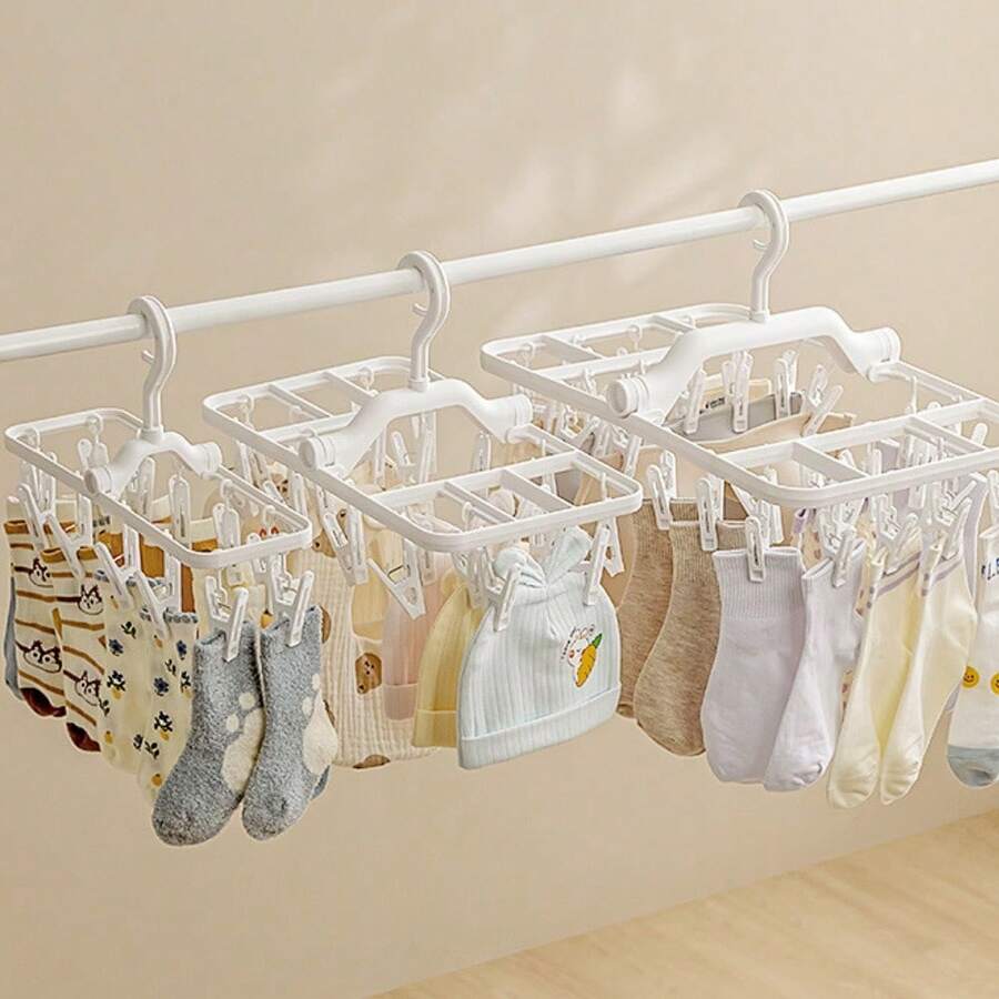 1 pieza Tendedero de ropa plegable, percha de lavandería a prueba de viento adecuada para secar ropa interior, calcetines y ropa - Multicolor - Ver 1