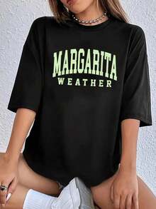 Camiseta Unisex 100% Algodón con Diseño Divertido de Margarita, Cinco de Mayo, México, Camisetas Gráficas para Mujer - Camiseta de Manga Corta Estampada - Negro - Ver 6
