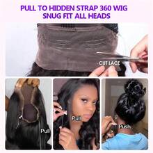 ZHENDEFA 360° Seamless Invisible Lace Front Wig, Transparent Mesh, No Glue No Trace, With Elastic Drawstring, Pre-Trimmed Brazilian Straight Hair, 200% Density - SNatural - View 12