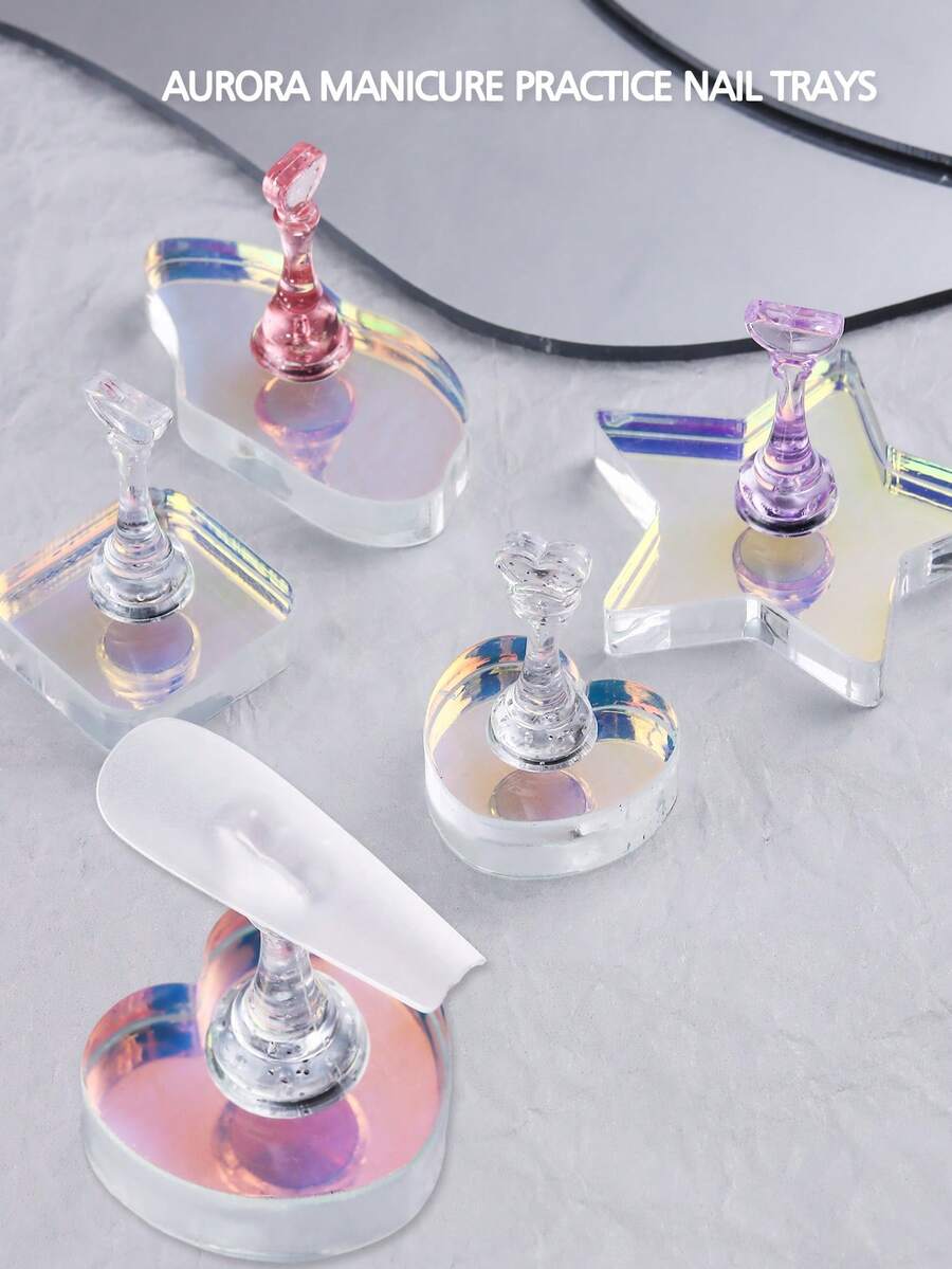 3D Aurora Acrylic Magnetic Practice Stand - Cute Japanese Style Nail Art Display Holder, Suitable For Nail Technician Training, DIY Manicure And Nail Art Photography Props - Clear - View 1
