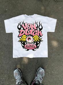 Tween Girl Cotten Clothes,Y2K-Inspired Letter Print T-Shirt - Casual Crew Neck, Short Sleeve, Machine Washable - Perfect For Spring/Summer/Fall,Fashion, Streetwear, Unisex, Men, Women - 白色 - 查看 2