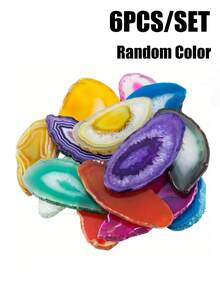 6 piezas de láminas de ágata natural, piedras de geología de cristal curativo, joyería de decoración del hogar asimétrica, multicolor - 6 piezas - Ver 9