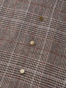 Falda larga a cuadros de talla grande EARO, decoración con botones, tela sin estiramiento, elegante y de moda para la primavera - Café integral - Ver 6