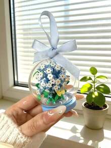 Tự tay trang trí nhà cửa với hoa tươi bảo quản, kèm ruy băng, 2 lựa chọn trưng bày (để bàn hoặc treo), đa chức năng và là ý tưởng quà tặng độc đáo, bình hoa nhân tạo, thích hợp cho các dịp lễ, Ngày Valentine, Ngày của Mẹ, Giáng sinh, Ngày của Cha, trang trí bàn làm việc, Tết Dương lịch. - Nhiều màu - Xem 3