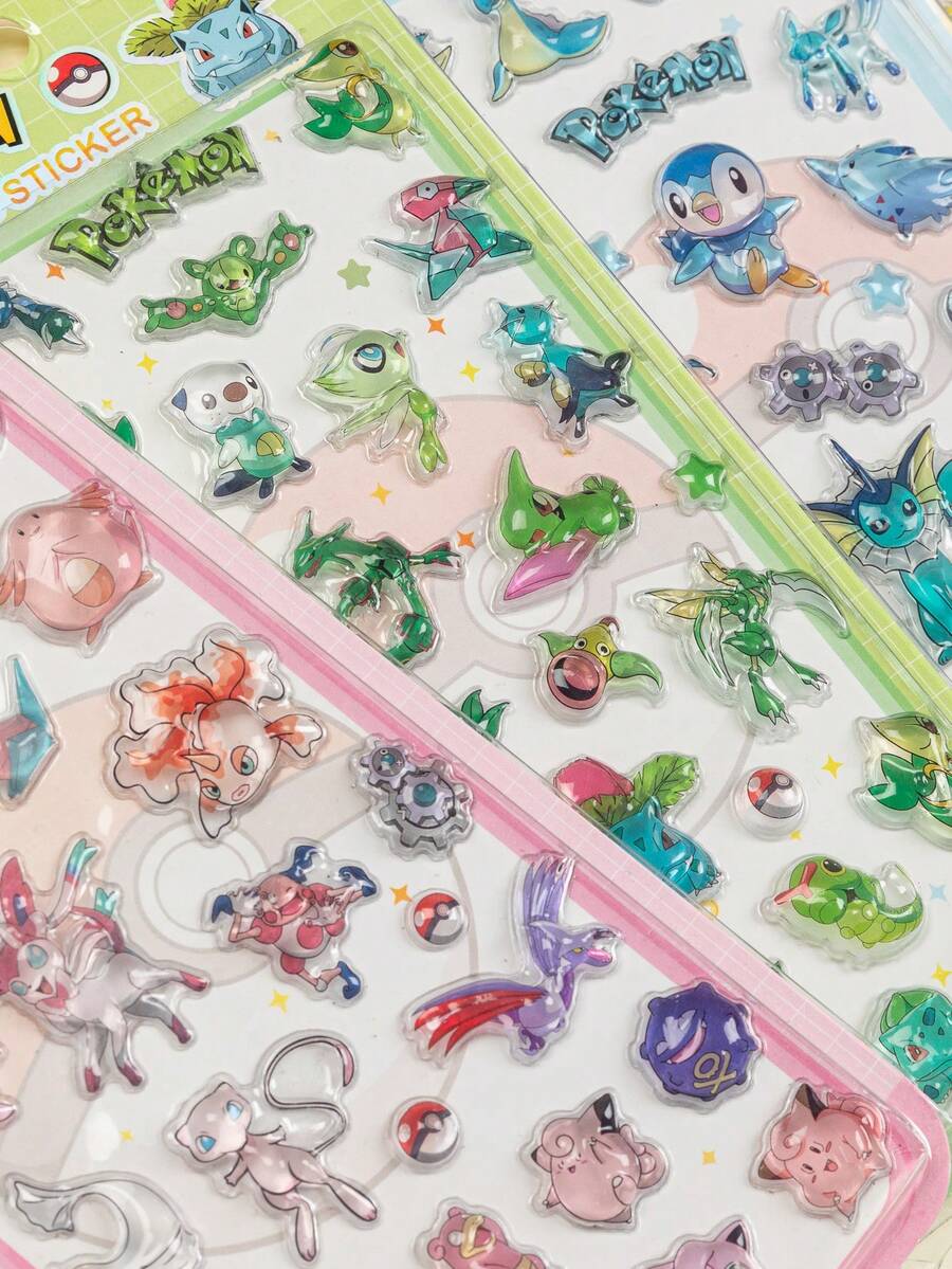 2026 New Shimmering Shimmering Glitter Stickers, 3D/DIY Stickers For Children - Multiple Colors Available [Style/Packaging Random] - View 1