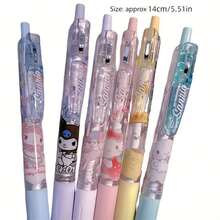 【SANRIO系列畅销款】1支随机/6支随机SANRIO韩式触控笔套装，可爱高品质黑色中性笔，学习文具，学习奖励套装 - 多色 - 查看 3