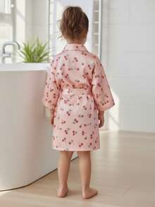 1件装女童樱花睡袍，花童，生日女孩，公主生日，居家，日式睡衣，泳池浴袍，晨袍，生日礼物，休闲家居服，派对服装，泳池派对，睡衣派对，学生 - 粉色 - 查看 4