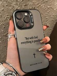 1pc Bible Verse Design Shockproof Protective Phone Case, Suitable For IPhone 16 Pro Max/15/14 Plus/13/12/11 - Multicolor - View 2