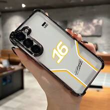 Étui de téléphone de pilote de course à la mode n° 16, convenant aux Galaxy S25 S24 S23 S22 S21 FE Ultra Plus 4G 5G, coque arrière transparente et antichoc souple. - Argent - Voir 2