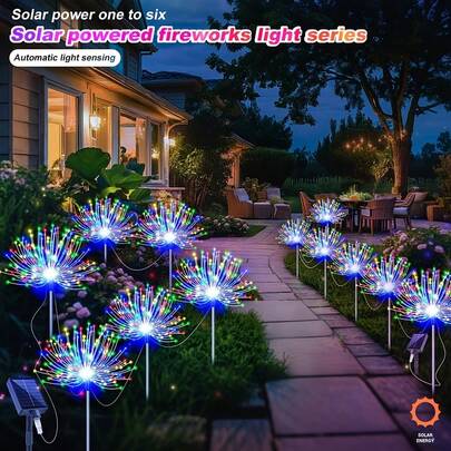 6pcs Solar Powered Fairy String Lights | 8 Fairy Tale Modes, Colorful Lights, Suitable For Outdoor Decoration, Great For Ramadan, Christmas, Halloween, Cafes And Malls, IP65 High Quality, Solar Powered Lawn Lighting