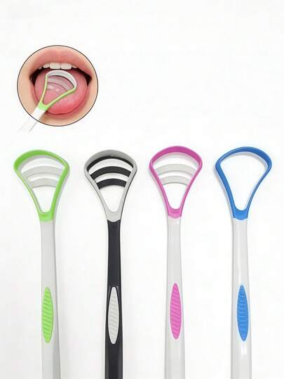3pcs/1pc This Tongue Cleaner Is Designed To Effectively Remove Bacteria, Food Residues And Odor-Causing Substances From The Tongue Surface. As Shown In The Comparison Image, It Can Clean Up A Dirty Tongue, Making It Clean And Healthy, Significantly Improving Oral Health And Reducing Odor.