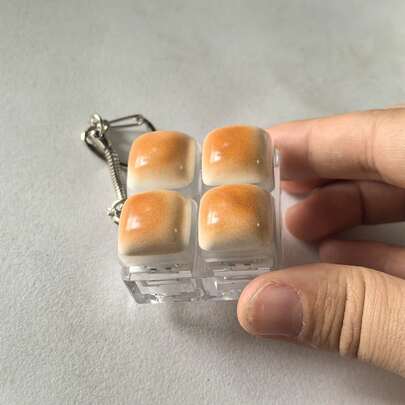 Bread Hat Fidget Toy, Push Bubble Simulator Keychain Bread Hat - Sensory Stress Relief For Office, ADHD, Anxiety - Silent Pocket Desk Toy For Adults