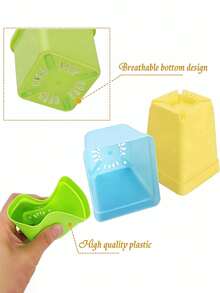 10pcs Plastic Flower Pots With Trays, Suitable For Planting Succulents And Flowers, Decor For Garden, Indoor, Office, Balcony, Random Colors - One Size Fits All - View 7