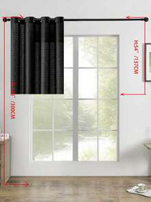 1 件薄纱窗帘、索环窗帘、薄纱窗帘、薄纱窗帘、半薄纱窗帘、家庭窗帘、办公室窗帘、纯色轻质奢华现代简约涤纶纱窗窗帘，透光不透人，减弱阳光，卧室客厅阳台防紫外线窗帘，带索环 - 黑色 - 查看 22