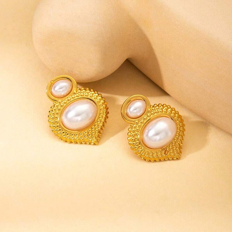 1 Pair Stainless Steel Asymmetrical Shaped Earrings, Unique Non-Fading Elegant Earrings For Women - Multicolor - View 1