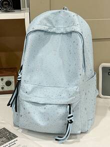 时尚女款闪亮星星多功能韩版简约学生背包，可爱大容量 - 彩色 - 查看 15