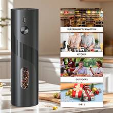 1pc Electric Pepper Grinder - Wireless - Adjustable Coarseness, One-Touch Operation, Smart Grinder For Salt/Pepper/Herbs/Spices, Durable Plastic, Multiple Styles - Multicolor - View 2