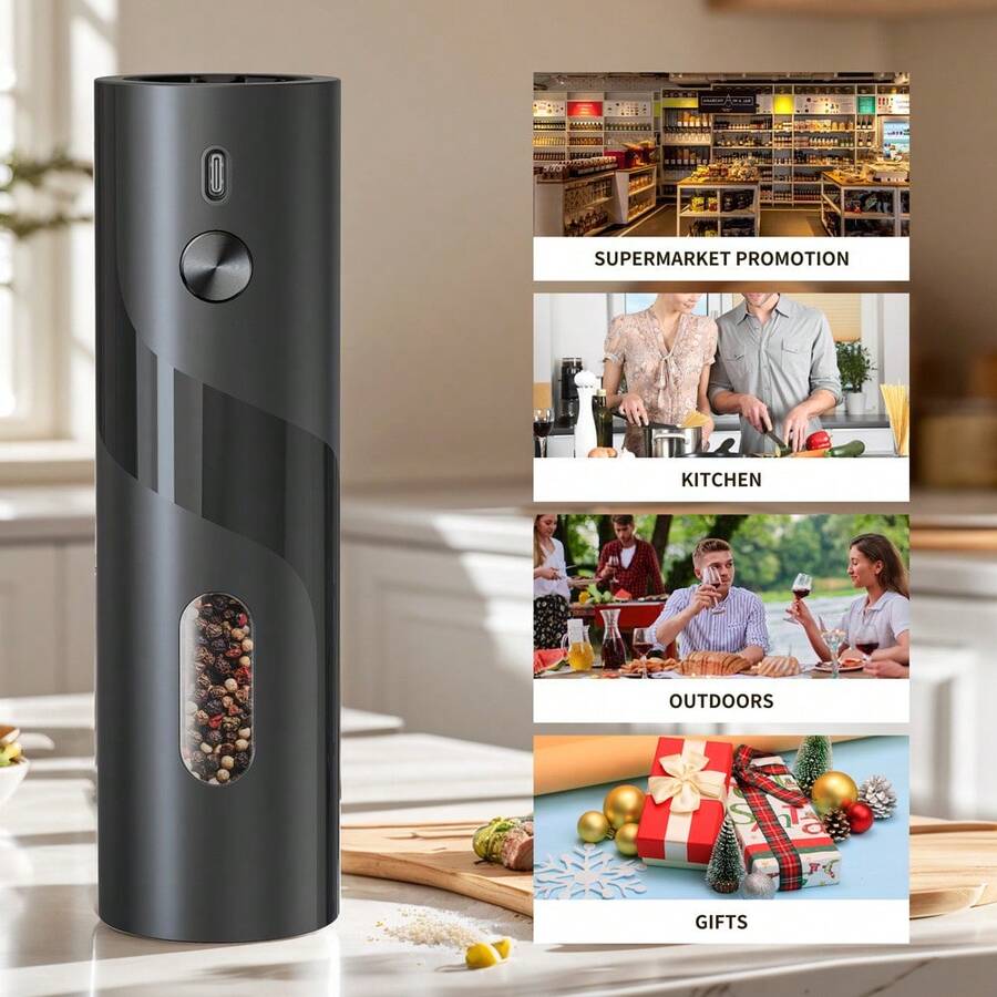 1pc Electric Pepper Grinder - Wireless - Adjustable Coarseness, One-Touch Operation, Smart Grinder For Salt/Pepper/Herbs/Spices, Durable Plastic, Multiple Styles