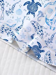 2pcs/Set Women's Pajama Set, Marine Life Print, Women's Loungewear, Spring/Summer Holiday Outfit, Short Sleeve Lapel Top And Shorts, Can Be Worn As Outerwear - Multicolor - View 6