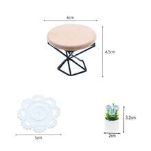 Dollhouse Mini Round Tea Table Set, European Style Green Plant Vase, Miniature Living Room Indoor Scene Decor Props Model, Retro Metal Telephone, Lamp, DIY Model House Accessories - Miniature - View 17