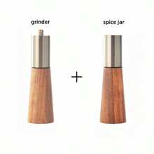 2 piezas/Set Molinillos de sal y pimienta con base de madera, molinillo de sal y pimienta manual de acero inoxidable, rellenable y con ajuste de grosor, adecuado para cocina, barbacoa, picnic - Multicolor - Ver 14