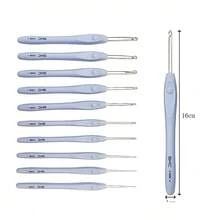 Bộ dụng cụ đan móc len màu xanh dương, kim móc nhôm cán mềm TRP dùng để đan khăn quàng cổ và mũ. - B - Xem 3