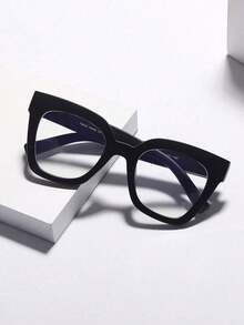 1PC Women's Cat Eye Large Frame Everyday Versatile Non-Prescription Glasses - Clear - View 6